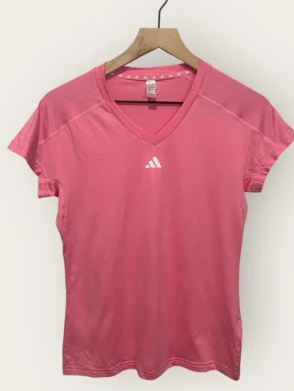 Adidas Women's Pink V-Neck Small Athletic Work Out Shirt Top